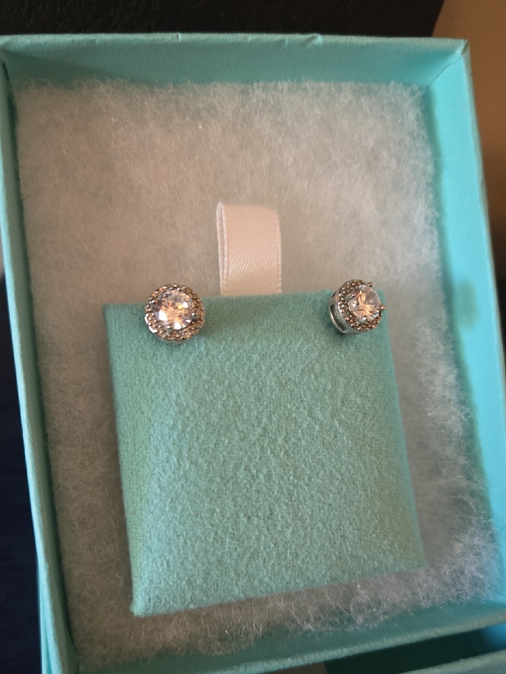 Silver Crystal Halo Stud Earrings - White Crystal